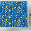 Hanukkah Print Pattern Bathroom Shower Curtain-grizzshop