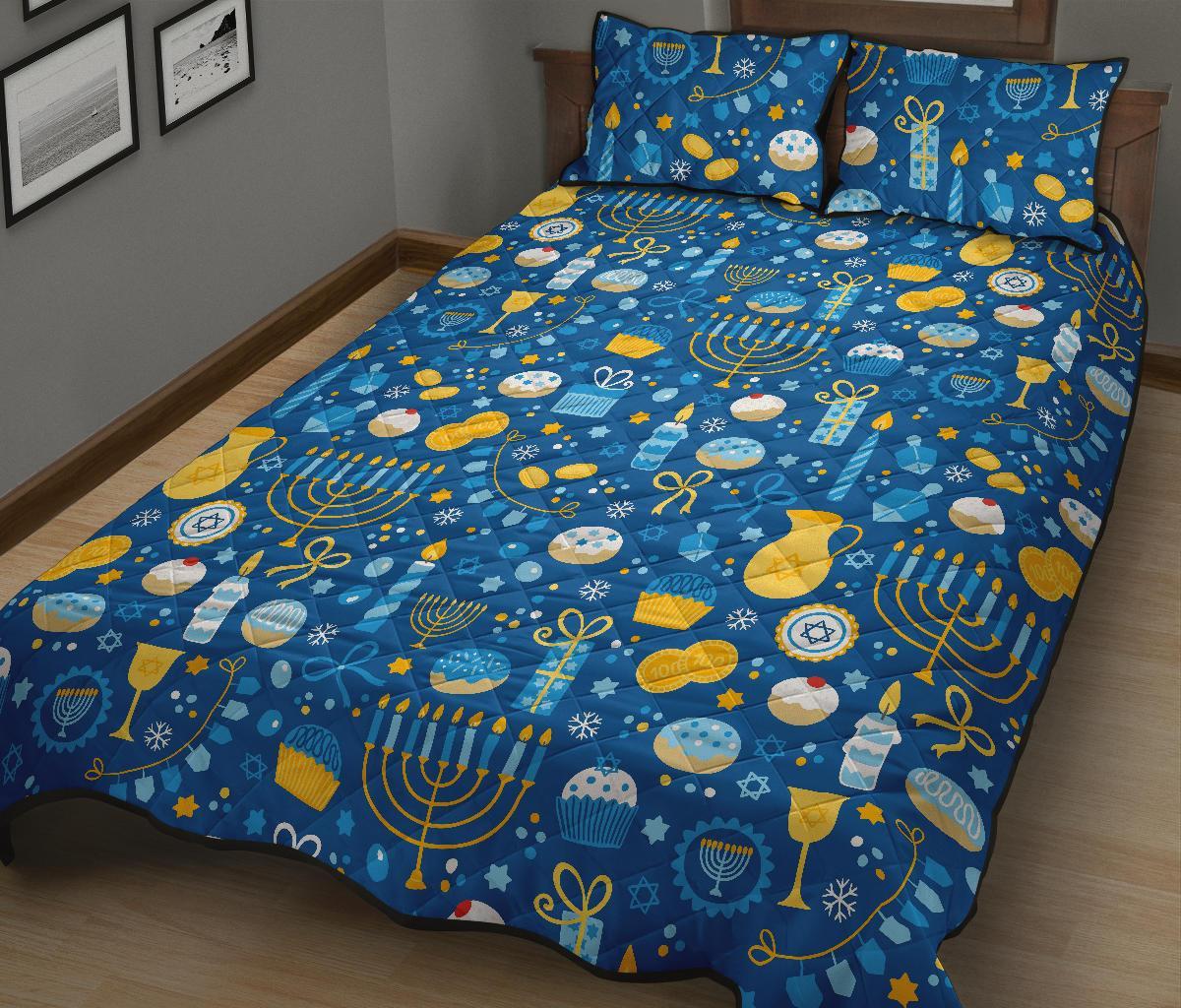 Hanukkah Print Pattern Bed Set Quilt-grizzshop