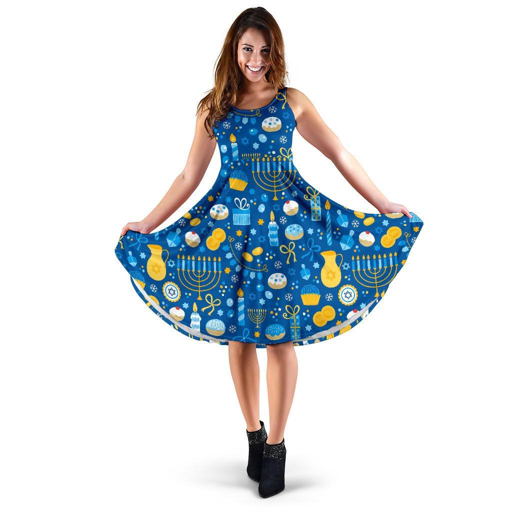 Hanukkah Print Pattern Dress-grizzshop