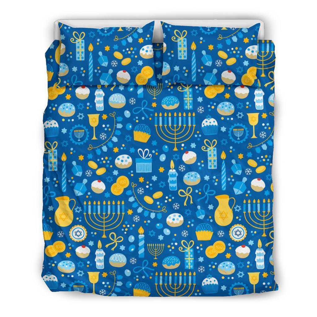 Hanukkah Print Pattern Duvet Cover Bedding Set-grizzshop