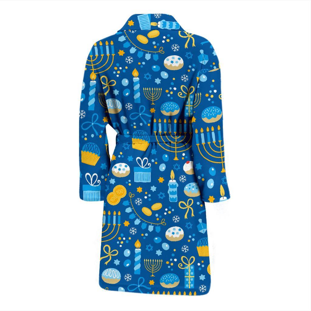 Hanukkah Print Pattern Men Long Robe-grizzshop