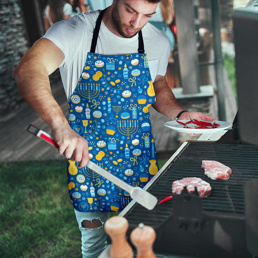 Hanukkah Print Pattern Men's Apron-grizzshop