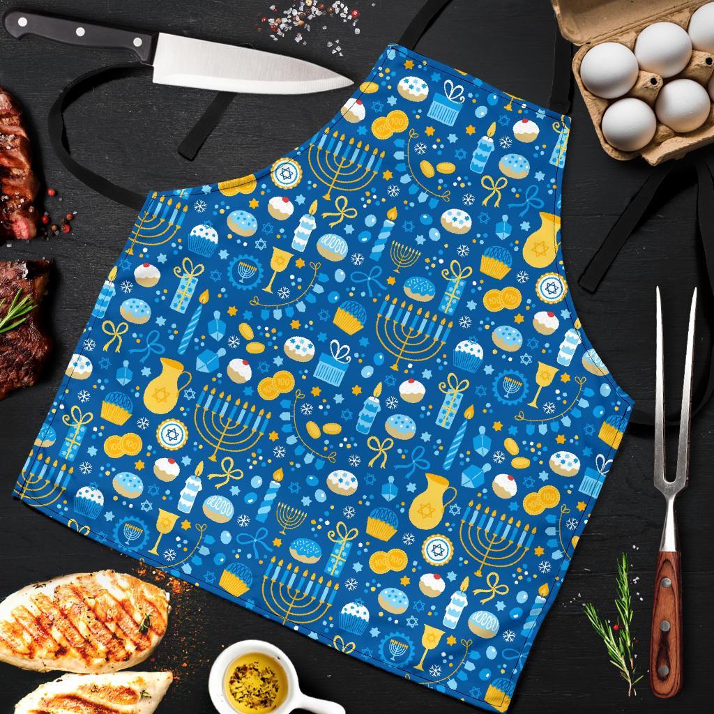 Hanukkah Print Pattern Men's Apron-grizzshop