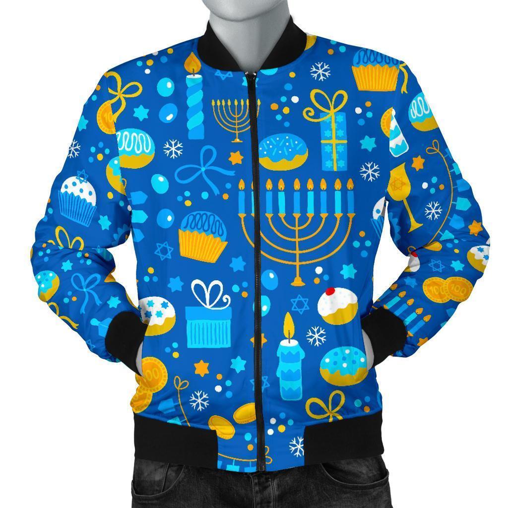 Hanukkah Print Pattern Men's Bomber Jacket-grizzshop