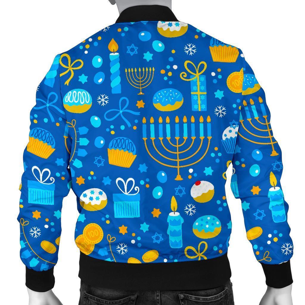 Hanukkah Print Pattern Men's Bomber Jacket-grizzshop