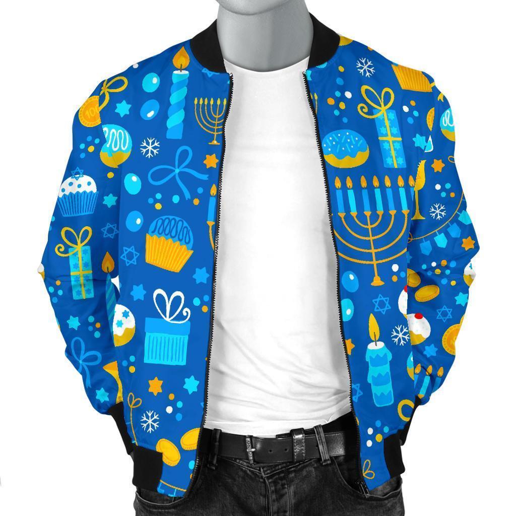 Hanukkah Print Pattern Men's Bomber Jacket-grizzshop