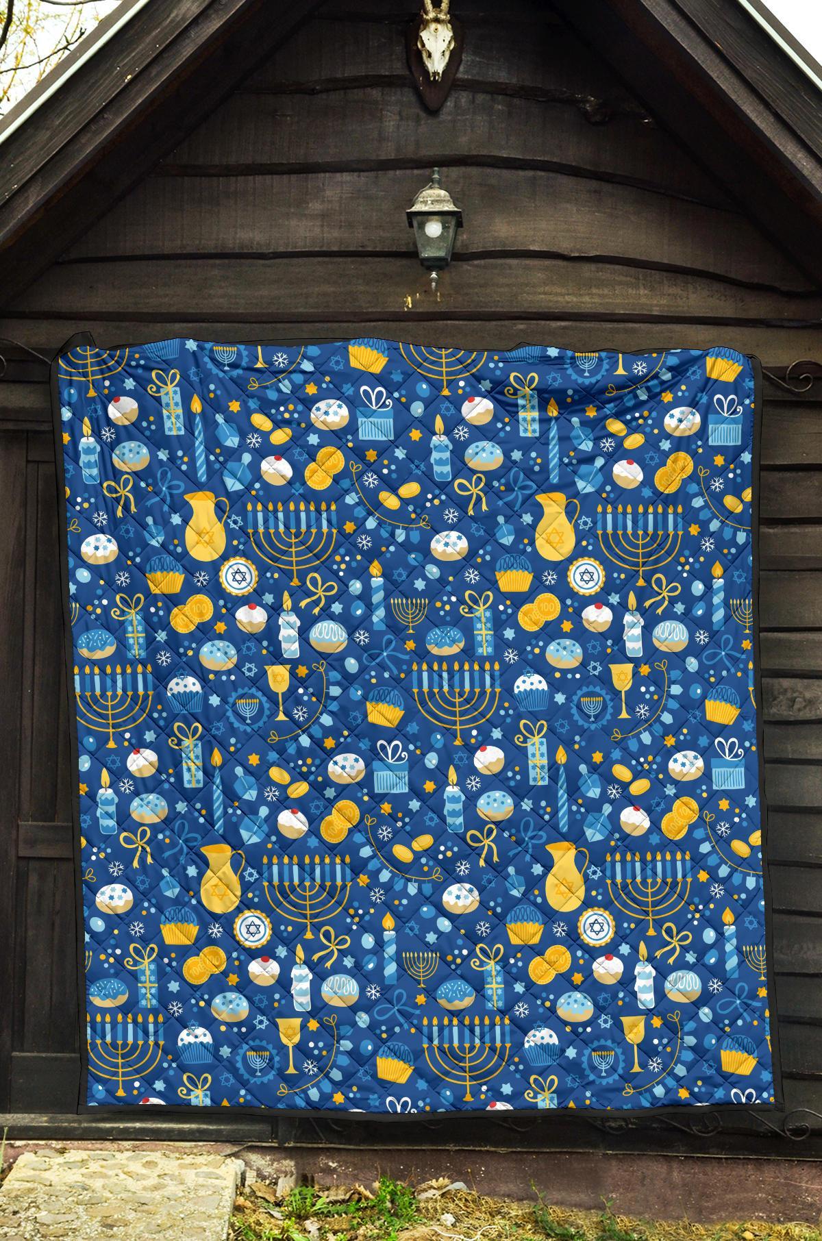 Hanukkah Print Pattern Quilt-grizzshop