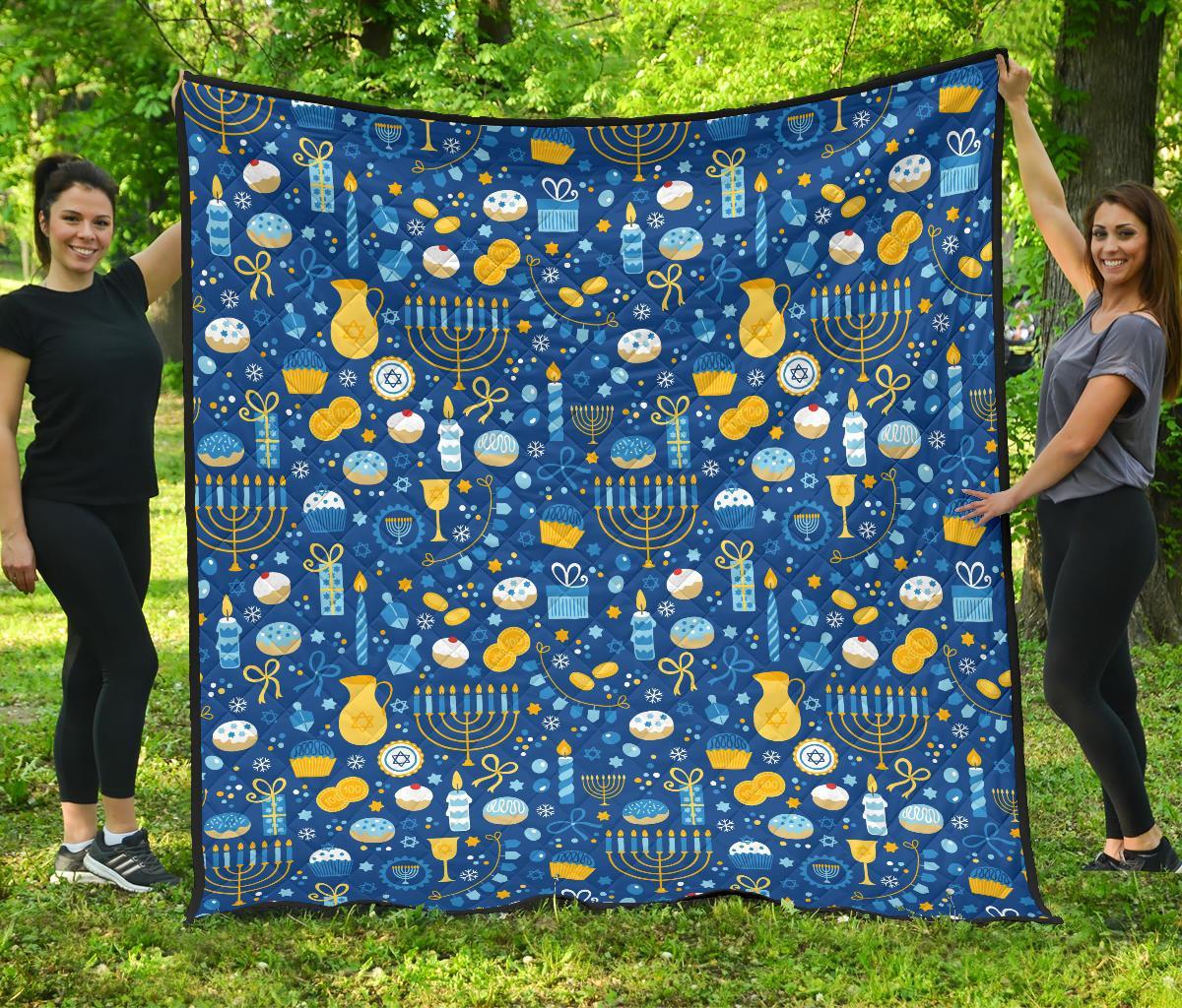 Hanukkah Print Pattern Quilt-grizzshop