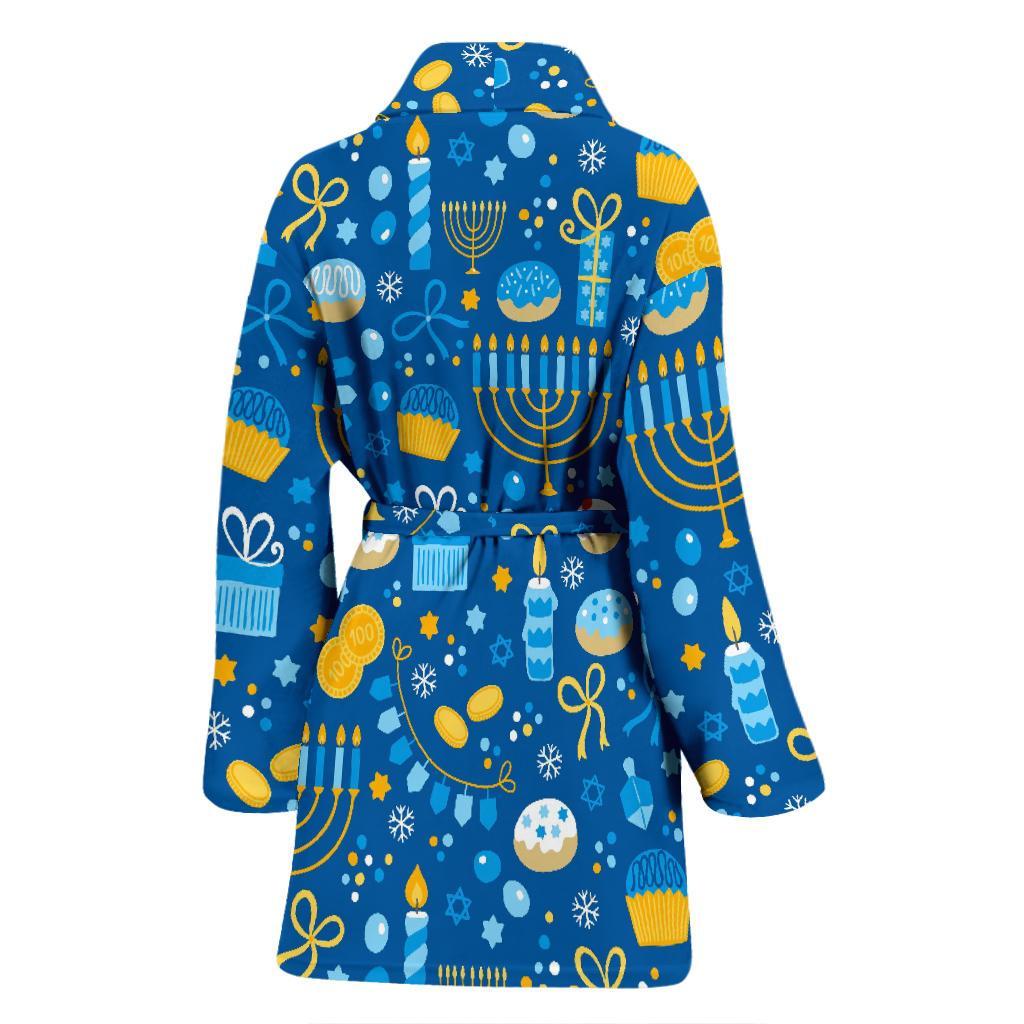 Hanukkah Print Pattern Women Long Robe-grizzshop