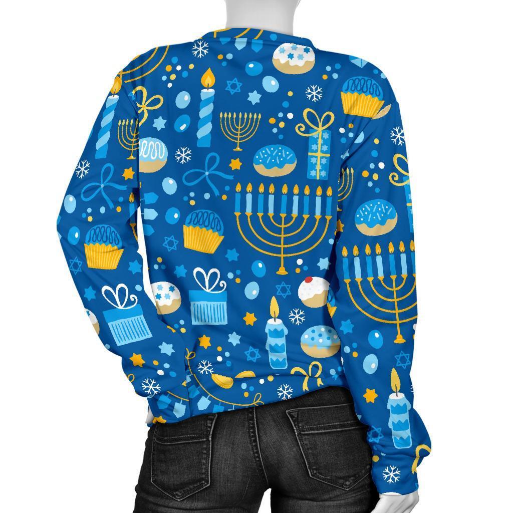 Hanukkah Print Pattern Women's Sweatshirt-grizzshop