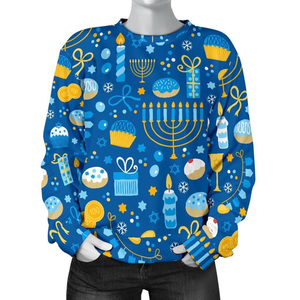 Hanukkah Print Pattern Women's Sweatshirt-grizzshop