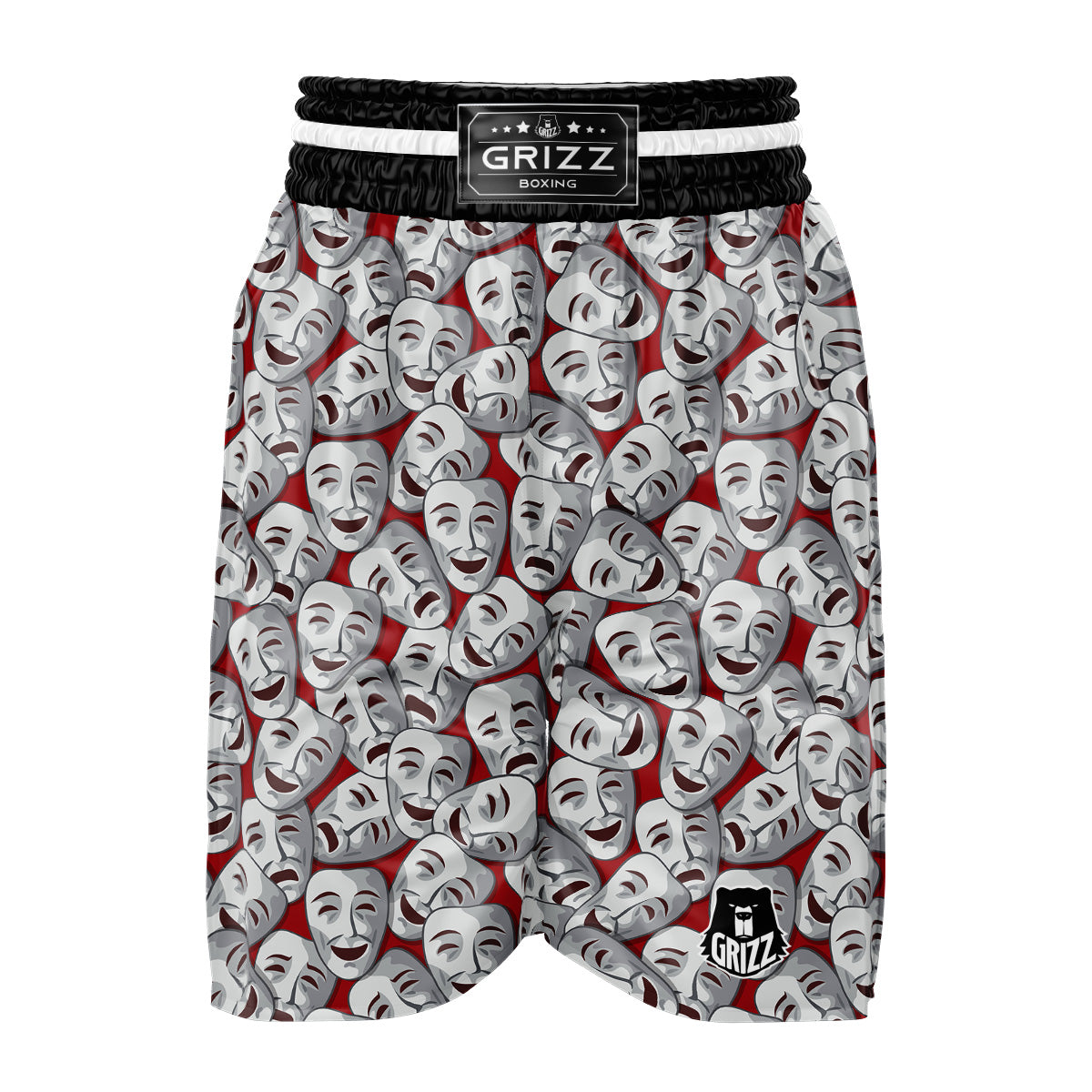 Happy And Sad Theatrical Masks Print Pattern Boxing Shorts-grizzshop