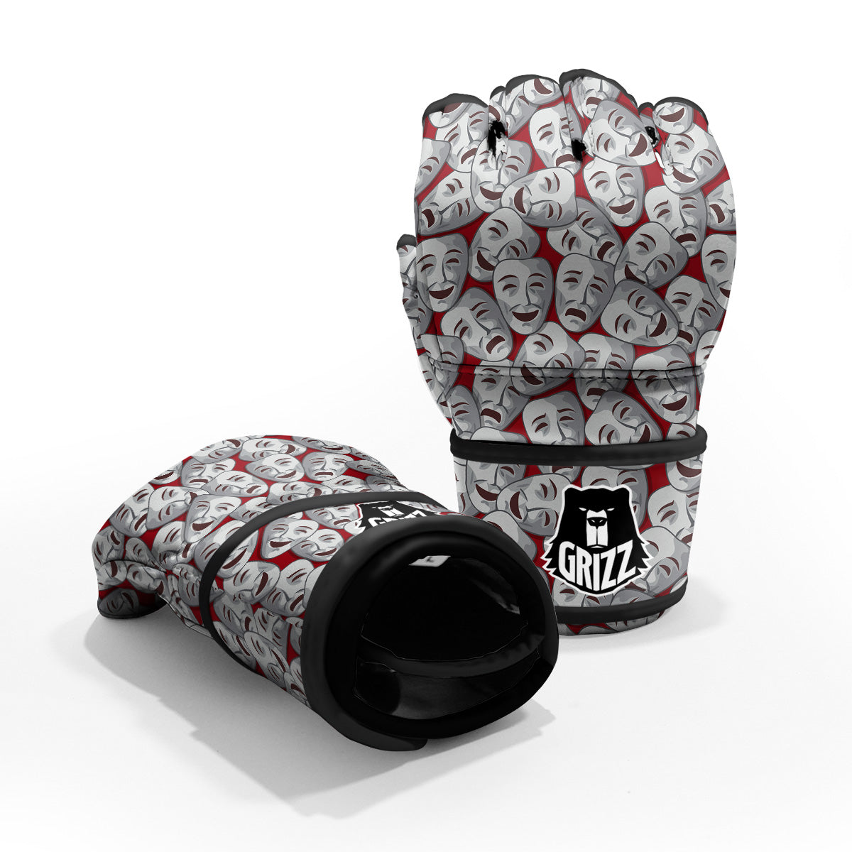 Happy And Sad Theatrical Masks Print Pattern MMA Gloves-grizzshop
