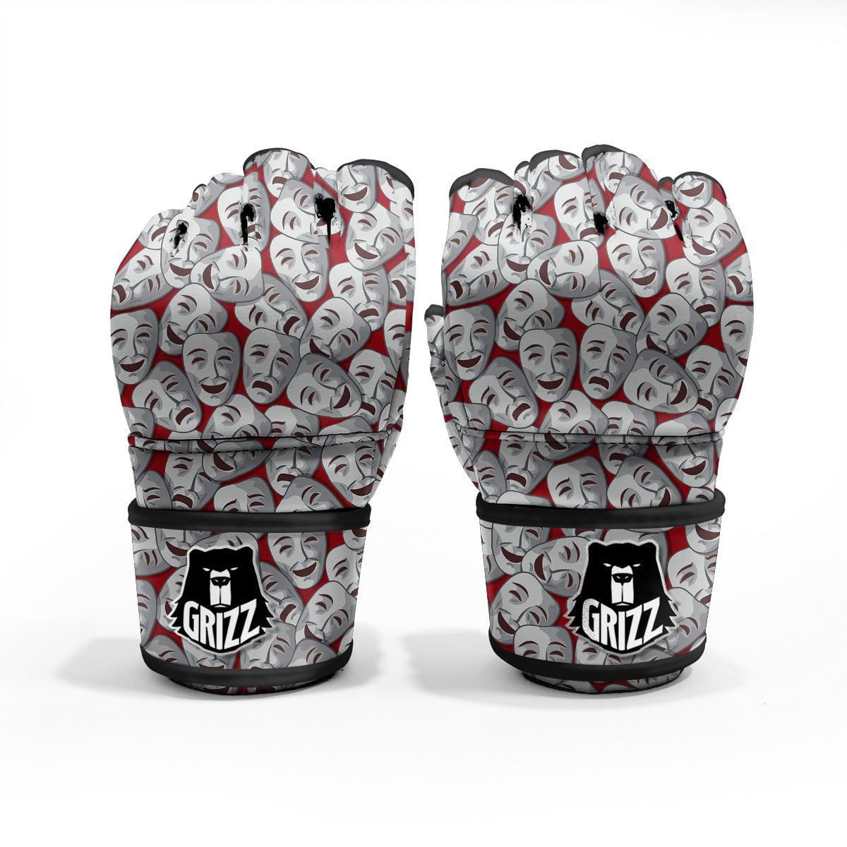 Happy And Sad Theatrical Masks Print Pattern MMA Gloves-grizzshop