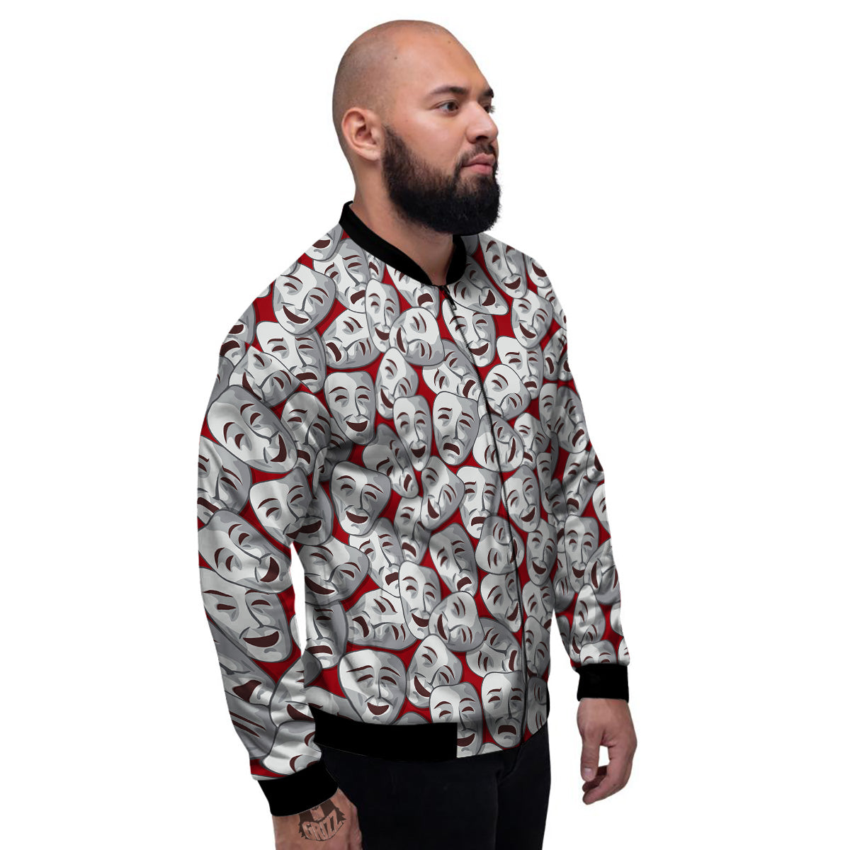 Happy And Sad Theatrical Masks Print Pattern Men's Bomber Jacket-grizzshop
