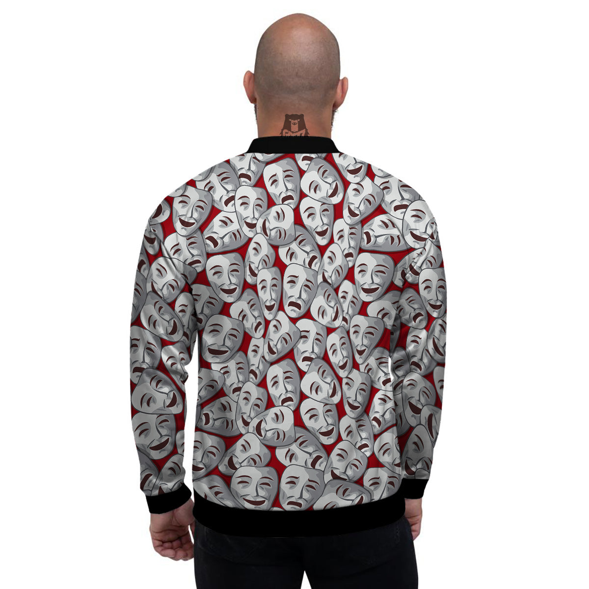 Happy And Sad Theatrical Masks Print Pattern Men's Bomber Jacket-grizzshop