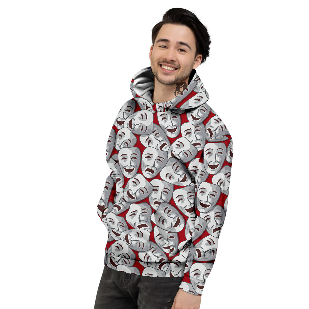 Happy And Sad Theatrical Masks Print Pattern Men's Hoodie-grizzshop