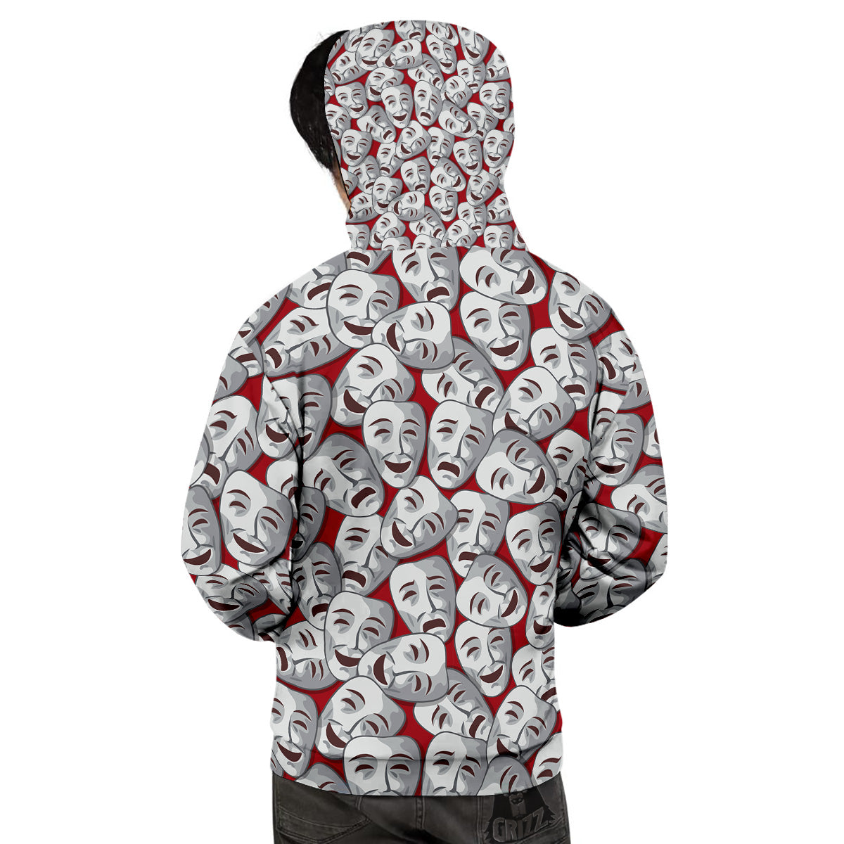 Happy And Sad Theatrical Masks Print Pattern Men's Hoodie-grizzshop