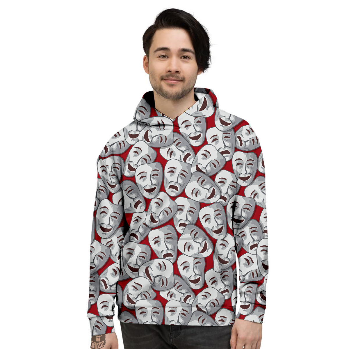Happy And Sad Theatrical Masks Print Pattern Men's Hoodie-grizzshop