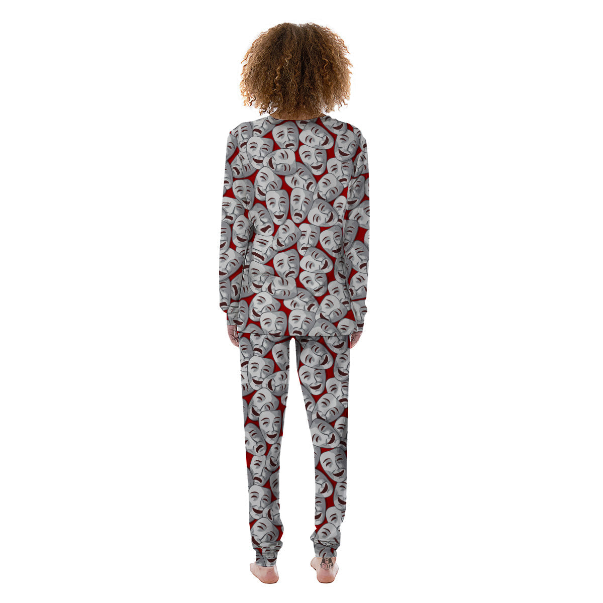 Happy And Sad Theatrical Masks Print Pattern Women's Pajamas-grizzshop