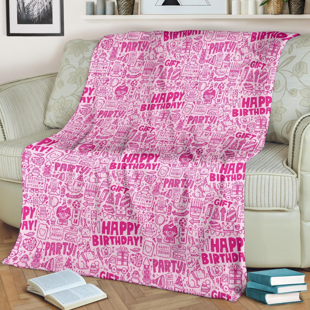 Happy Birthday Pattern Print Blanket-grizzshop