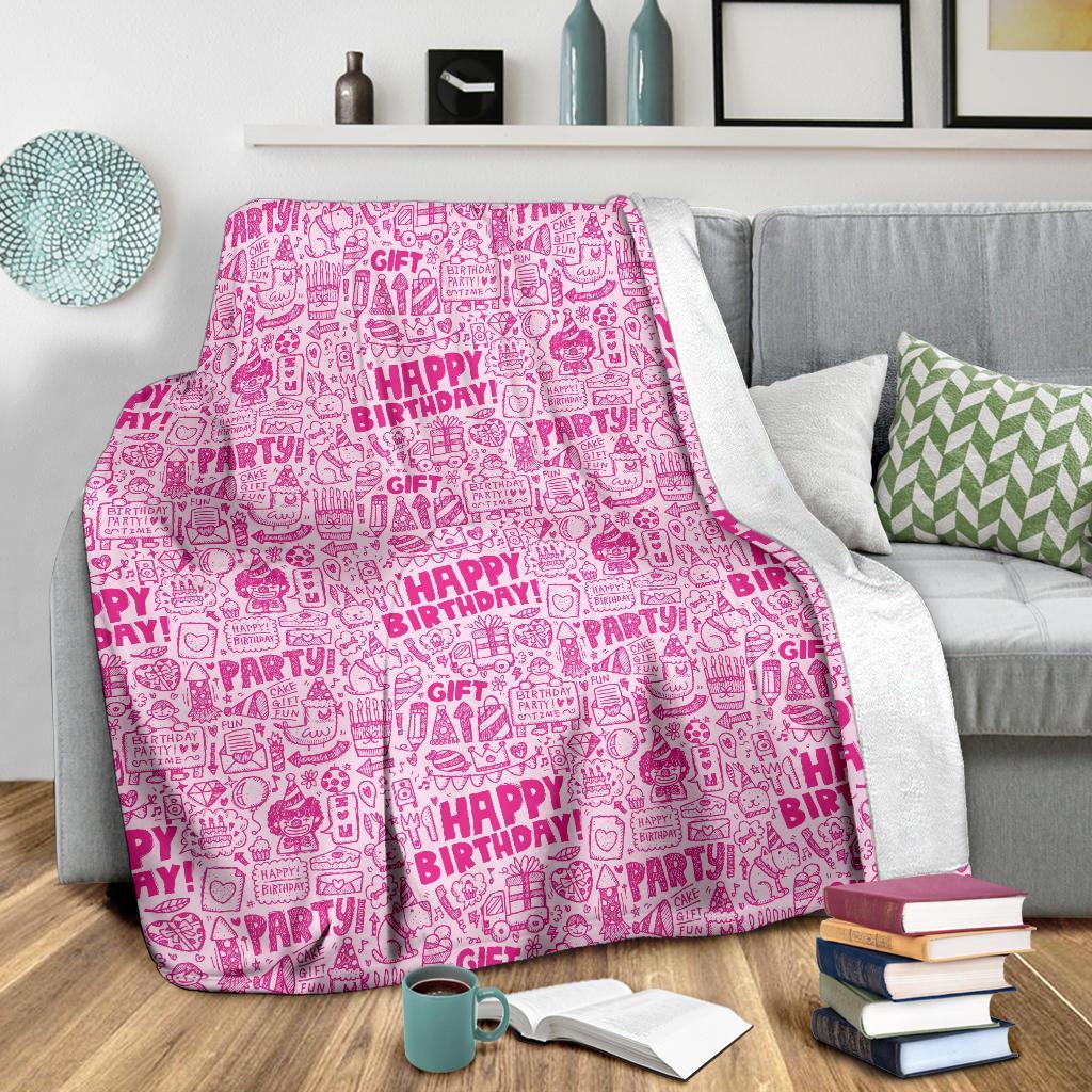 Happy Birthday Pattern Print Blanket-grizzshop