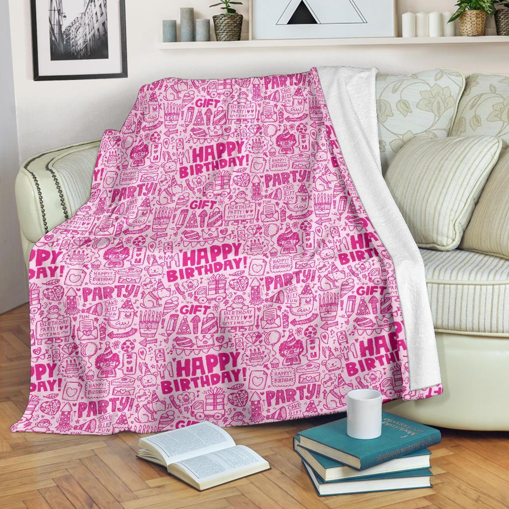 Happy Birthday Pattern Print Blanket-grizzshop