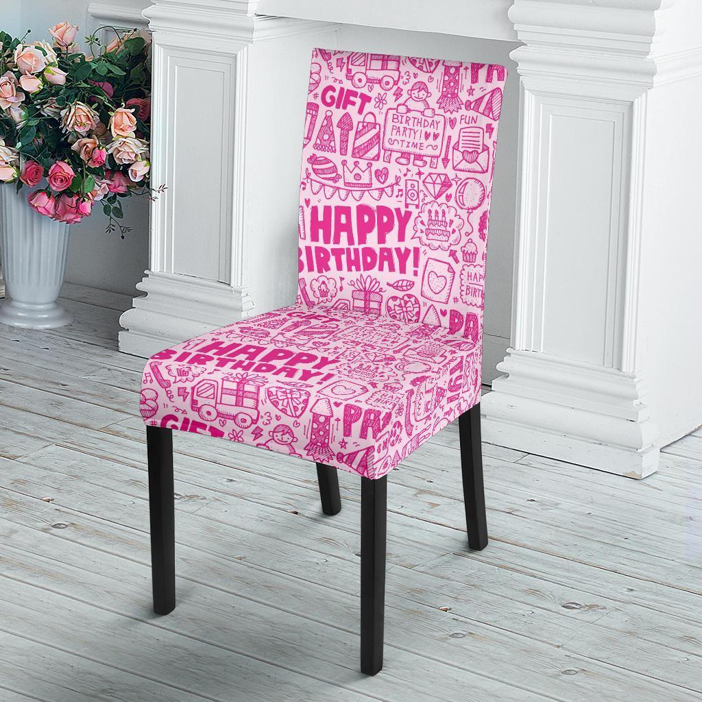 Happy Birthday Pattern Print Chair Cover-grizzshop