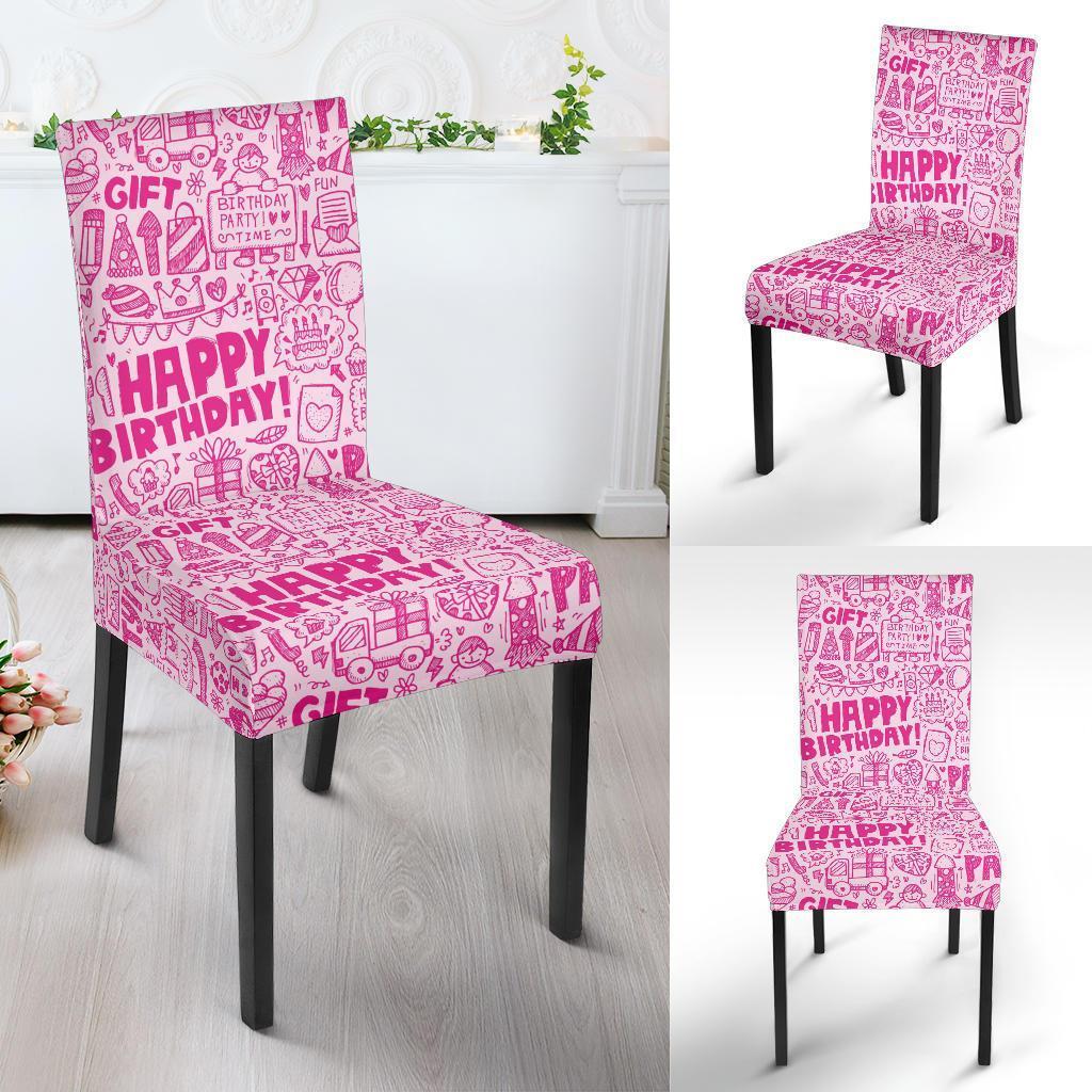 Happy Birthday Pattern Print Chair Cover-grizzshop