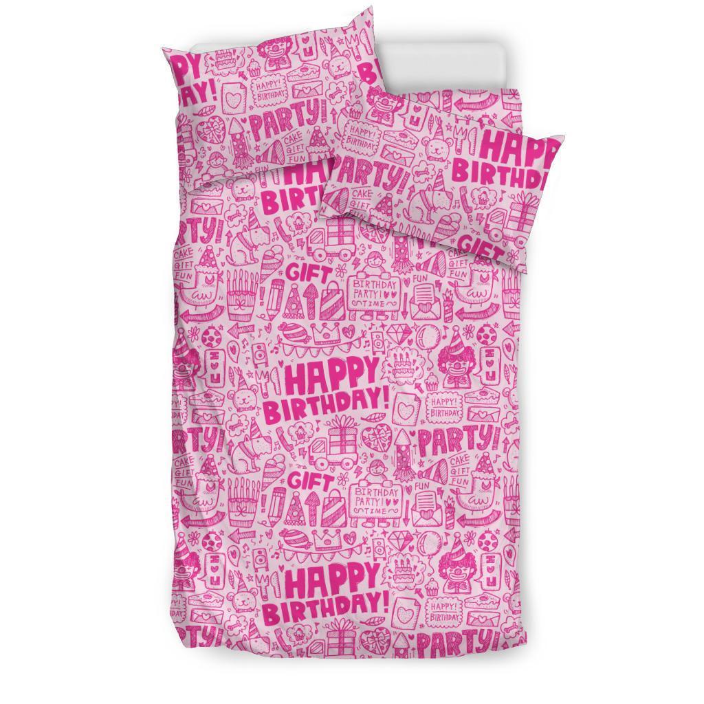 Happy Birthday Pattern Print Duvet Cover Bedding Set-grizzshop