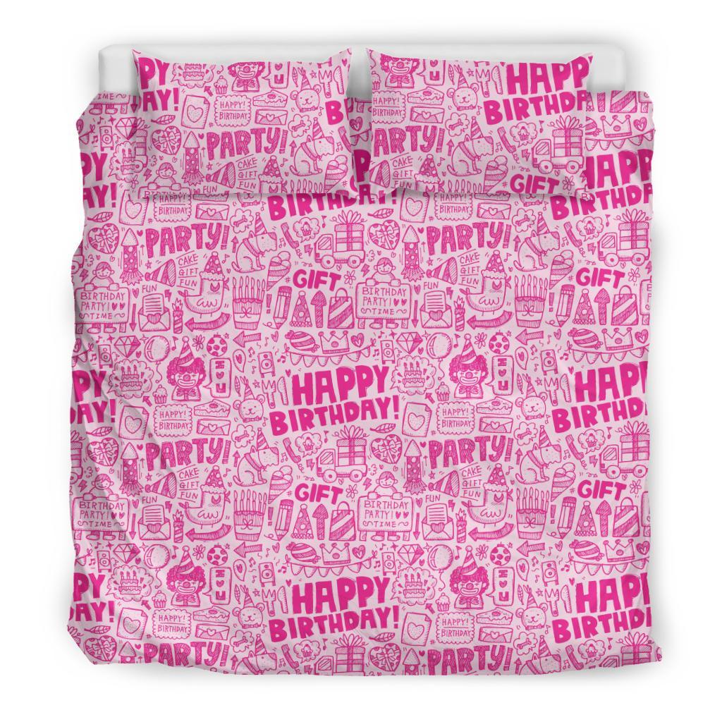 Happy Birthday Pattern Print Duvet Cover Bedding Set-grizzshop