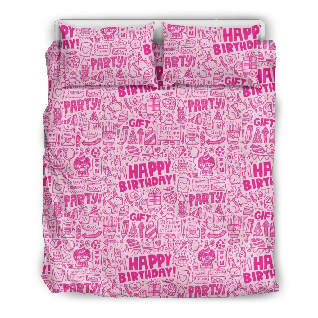 Happy Birthday Pattern Print Duvet Cover Bedding Set-grizzshop