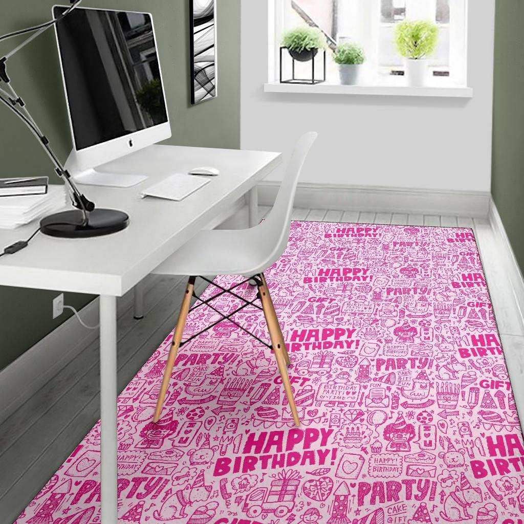 Happy Birthday Pattern Print Floor Mat-grizzshop