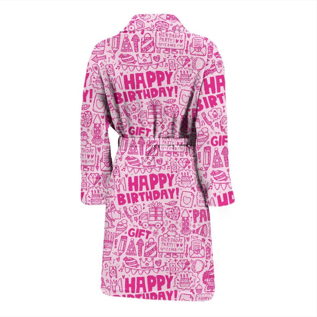 Happy Birthday Pattern Print Men Long Robe-grizzshop