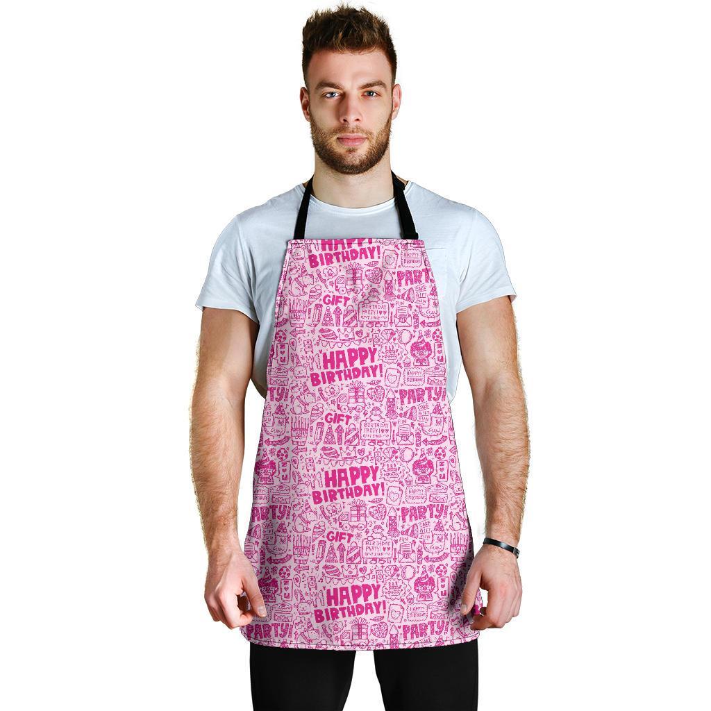 Happy Birthday Pattern Print Men's Apron-grizzshop