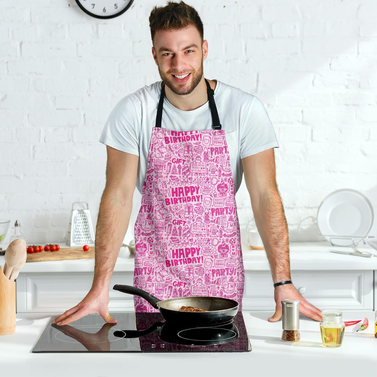 Happy Birthday Pattern Print Men's Apron-grizzshop