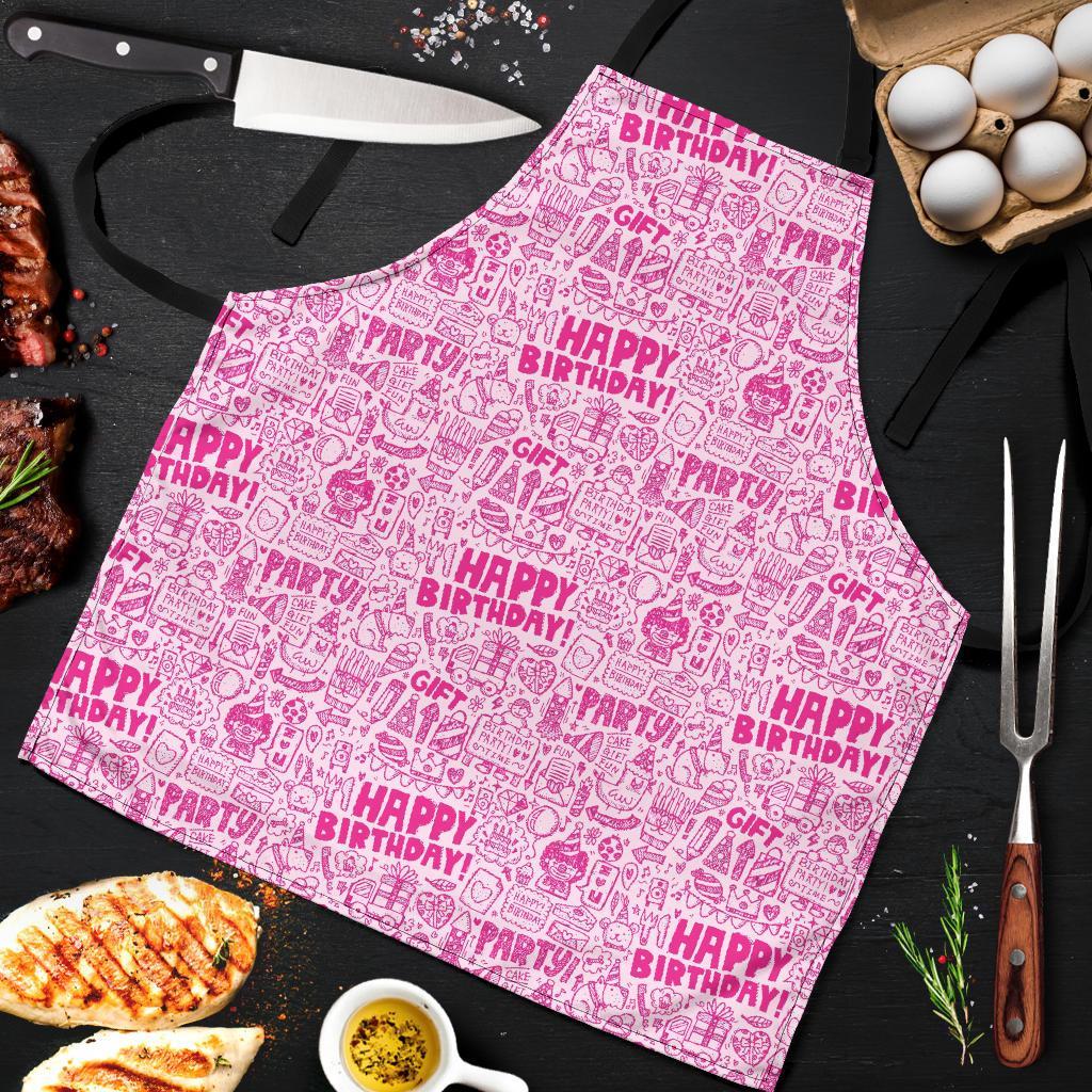 Happy Birthday Pattern Print Men's Apron-grizzshop