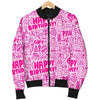 Happy Birthday Pattern Print Men's Bomber Jacket-grizzshop