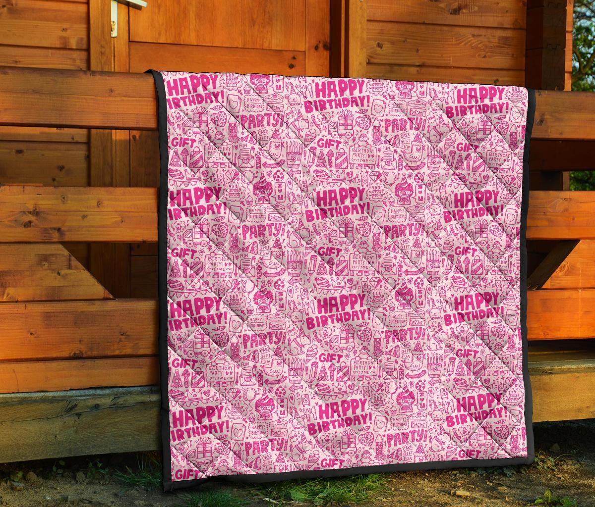 Happy Birthday Pattern Print Quilt-grizzshop