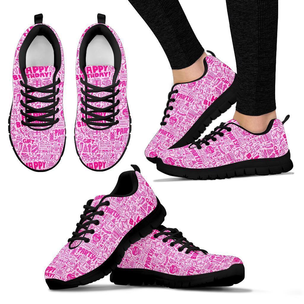 Happy Birthday Pattern Print Sneaker Shoes For Men Women-grizzshop