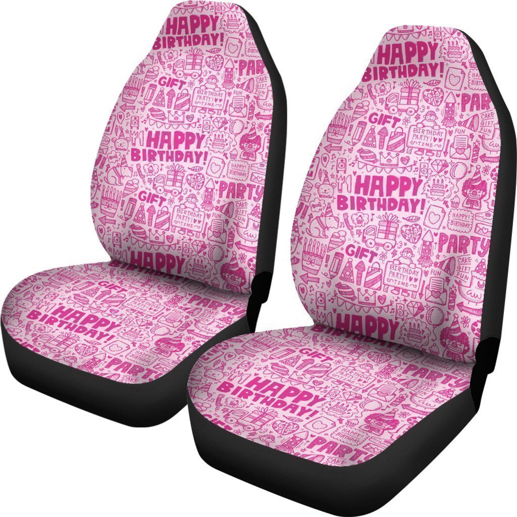 Happy Birthday Pattern Print Universal Fit Car Seat Covers-grizzshop