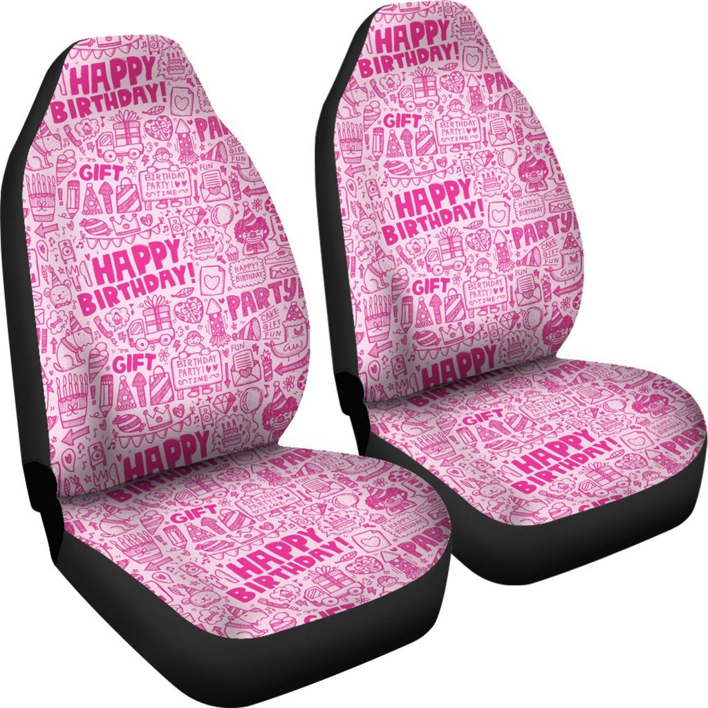 Happy Birthday Pattern Print Universal Fit Car Seat Covers-grizzshop