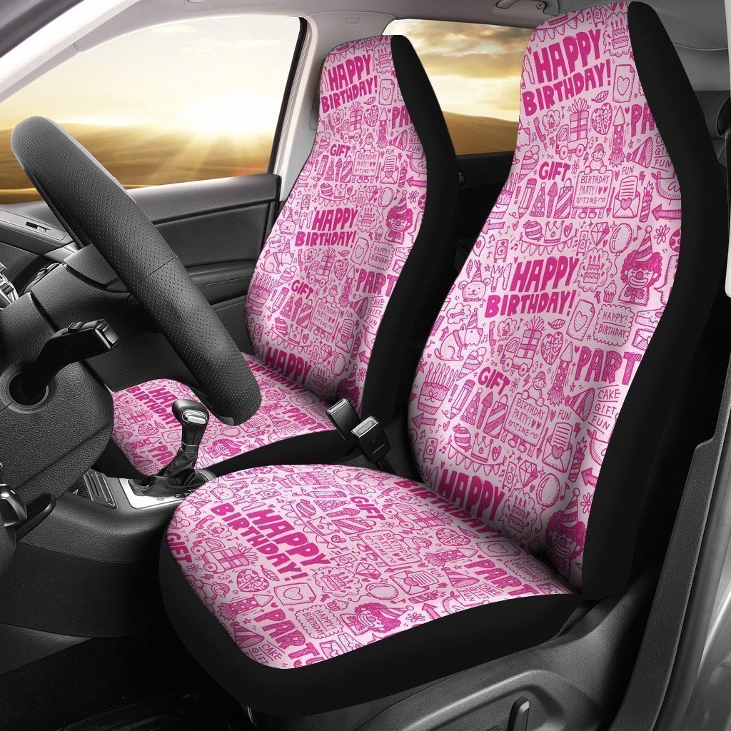 Happy Birthday Pattern Print Universal Fit Car Seat Covers-grizzshop