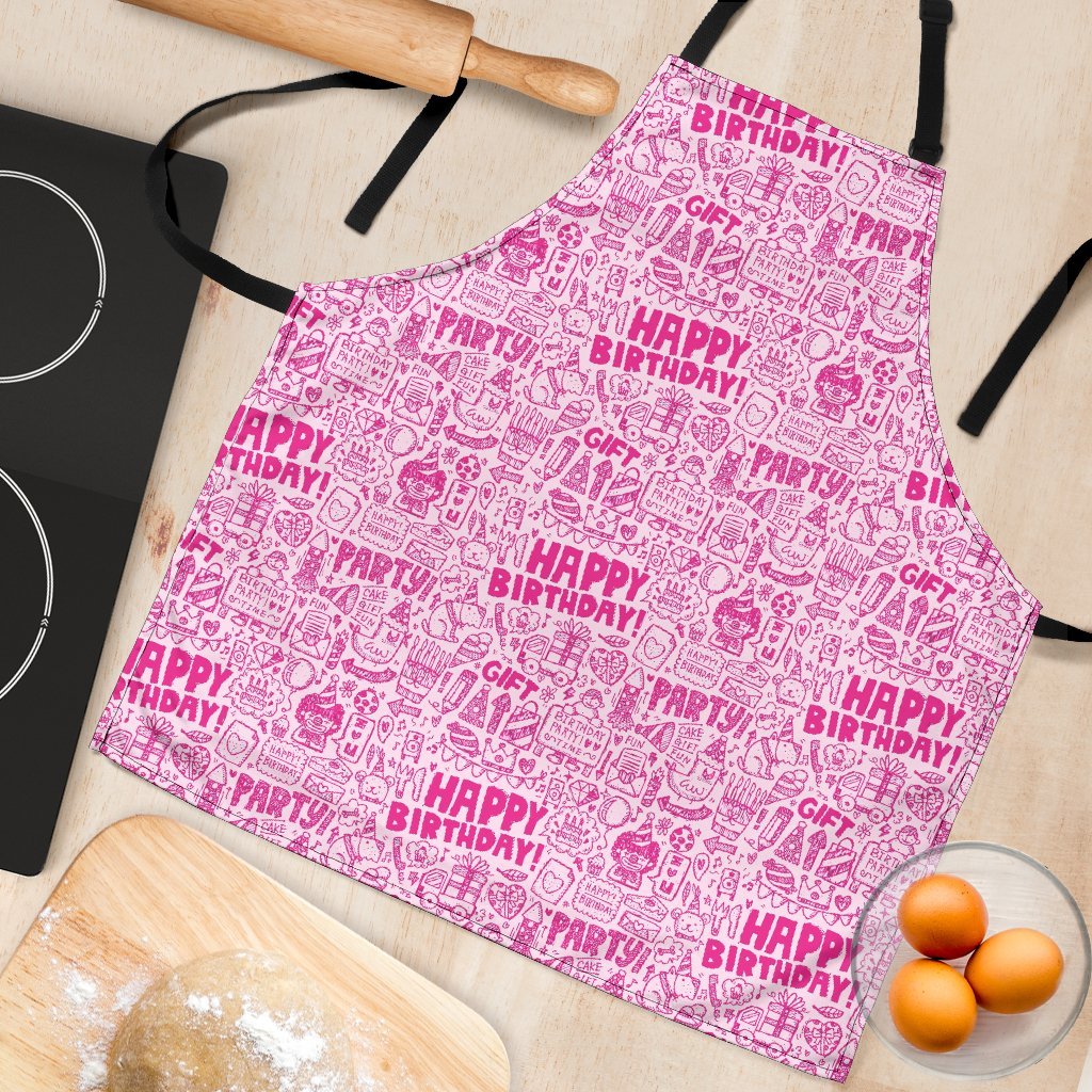 Happy Birthday Pattern Print Women's Apron-grizzshop