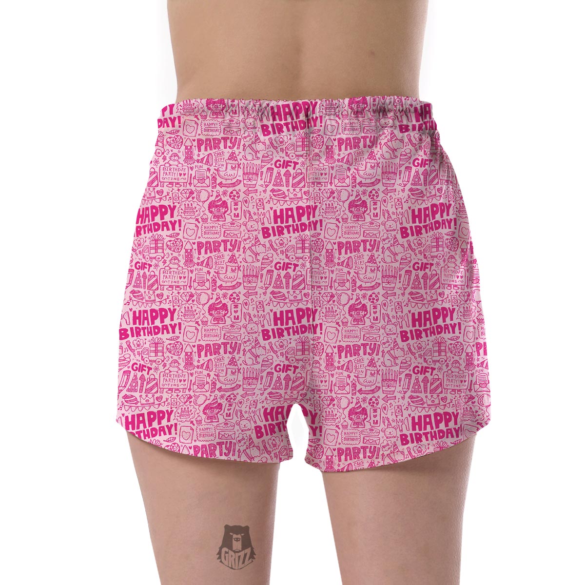 Happy Birthday Pattern Print Women's Shorts-grizzshop