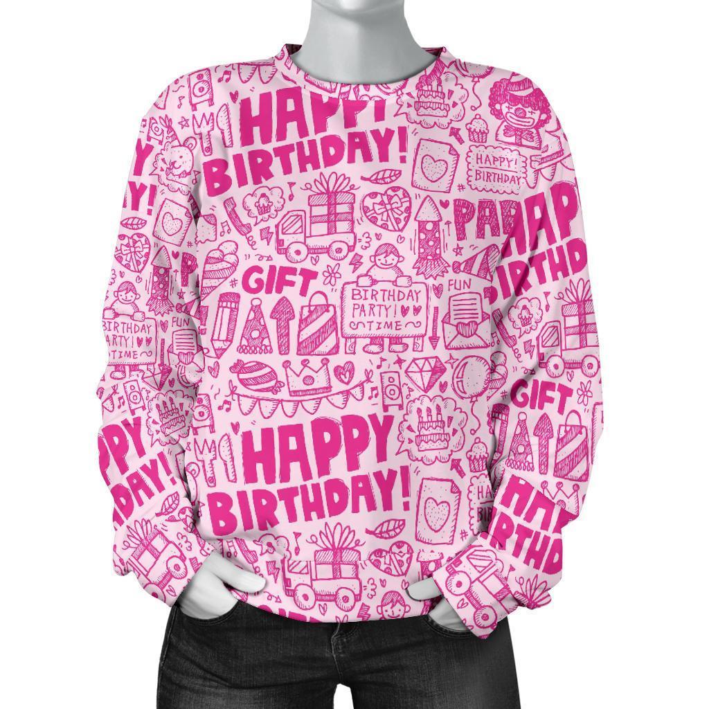 Happy Birthday Pattern Print Women's Sweatshirt-grizzshop