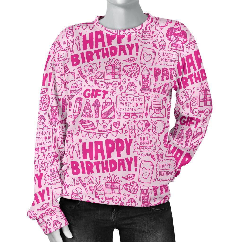 Happy Birthday Pattern Print Women's Sweatshirt-grizzshop