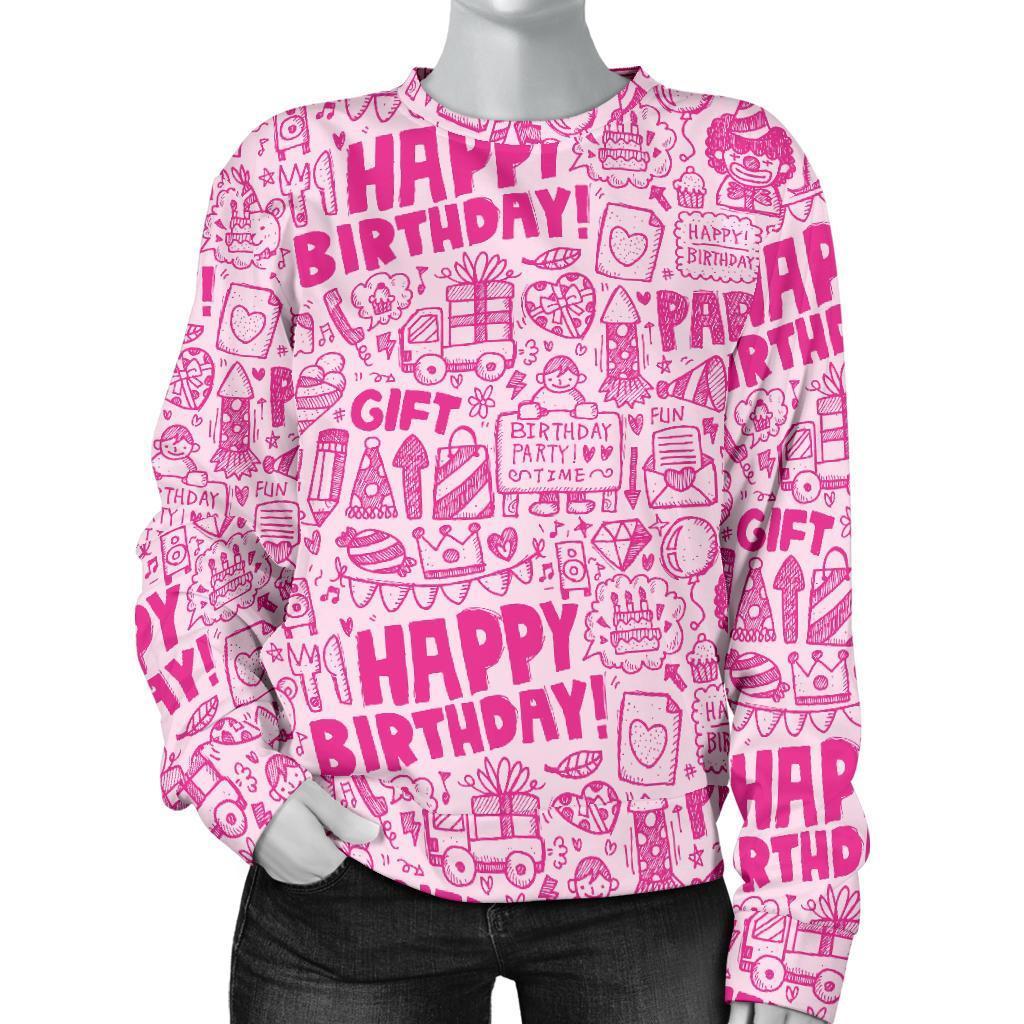 Happy Birthday Pattern Print Women's Sweatshirt-grizzshop