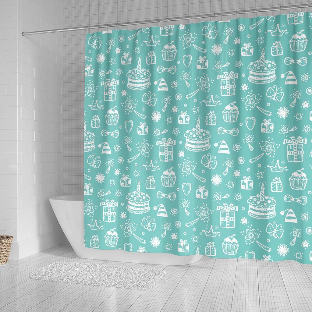 Happy Birthday Print Pattern Bathroom Shower Curtain-grizzshop