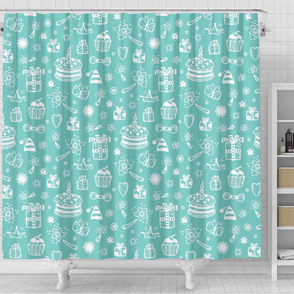 Happy Birthday Print Pattern Bathroom Shower Curtain-grizzshop